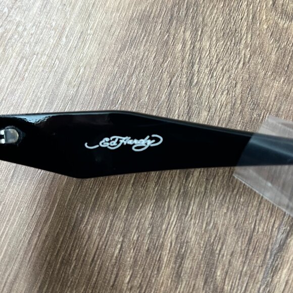 NEW 💀 Ed Hardy ❤️ Large Black Sunglasses Black Rose Floral - Picture 6 of 9